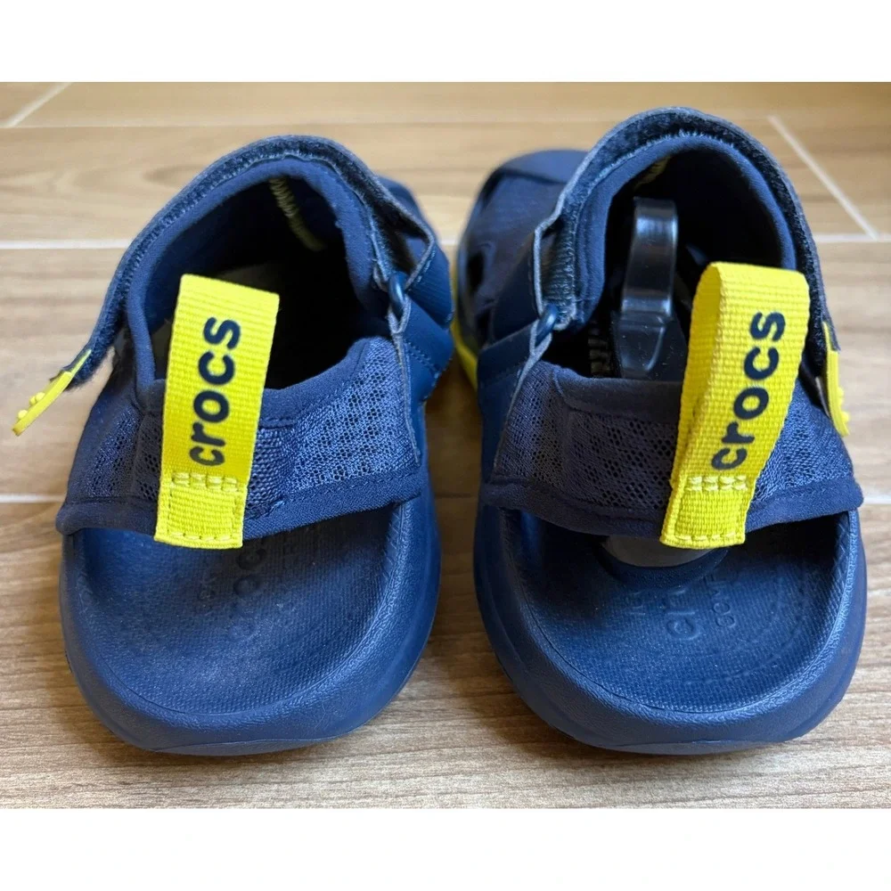 Crocs Mens Swiftwater Mesh Deck Water Sandals 9 Navy Yellow 205289 Gorpcore